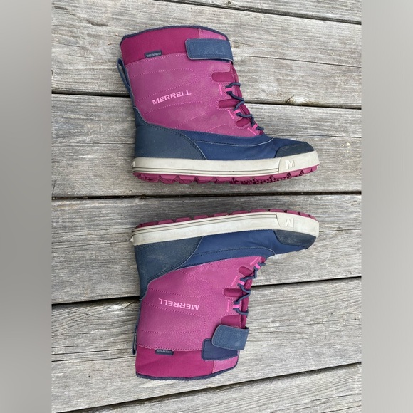 Merrell Youth Snow Storm Waterproof Winter Boots Berry Navy Size 4 Kids shoes - Picture 4 of 10